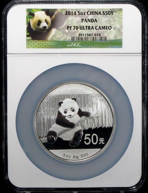 2014年 中国 パンダ 5オンス 銀貨 50元 NGC PF70 Ultra Cameo