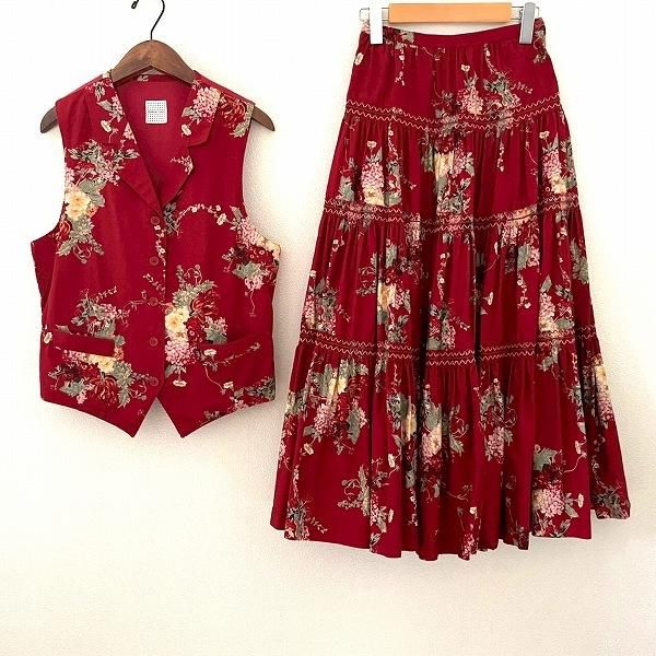 anc カネコイサオ KANEKO ISAO セットアップ 赤系 ベスト 花柄