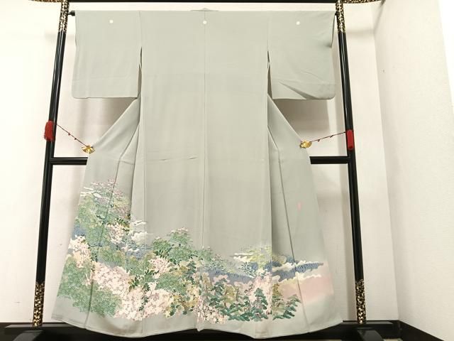 平和屋着物○本加賀友禅作家 池田裕 色留袖 草花文 正絹 逸品