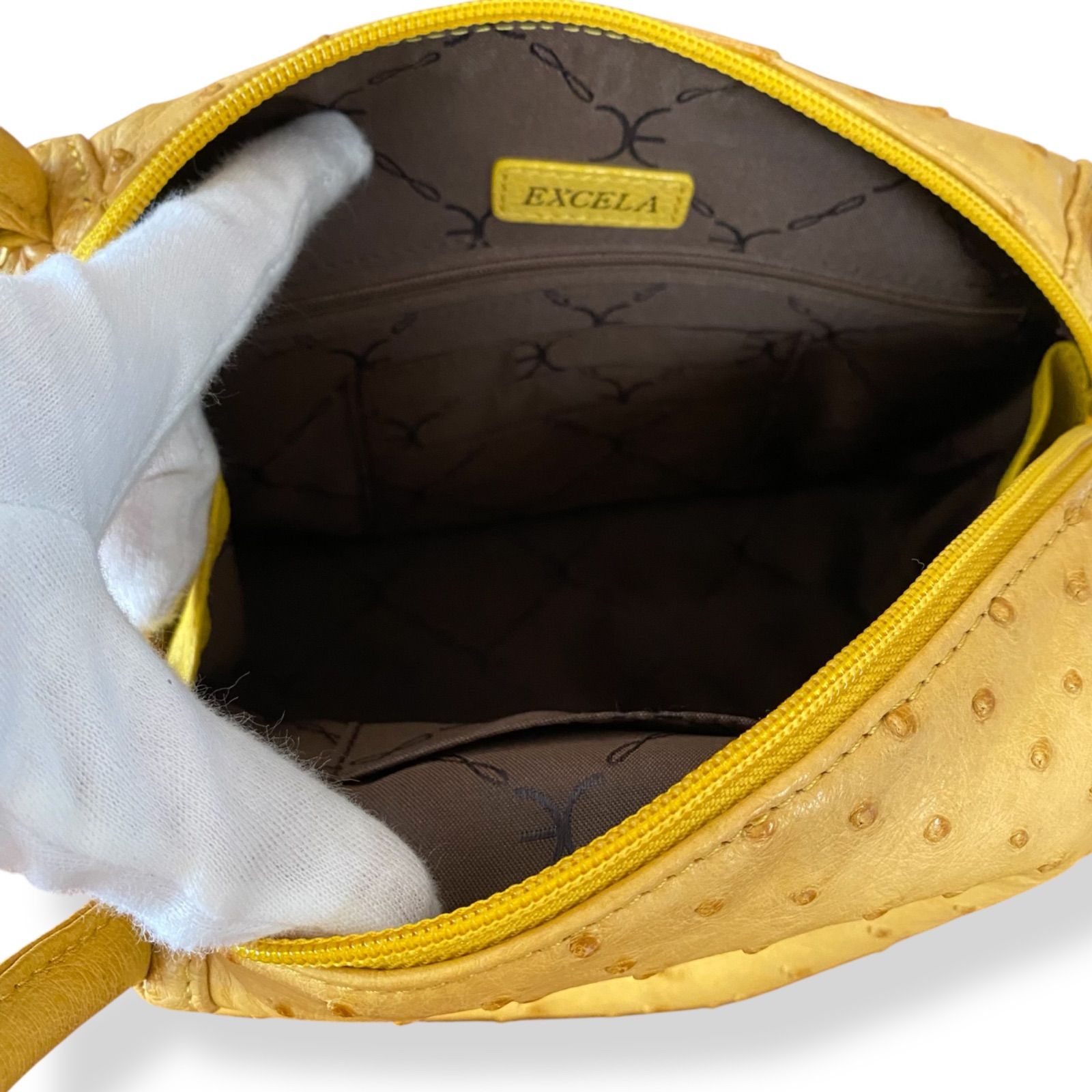 新品 EXCELA エクセラオーストリッチ ショルダー ハンド バッグ 2way 