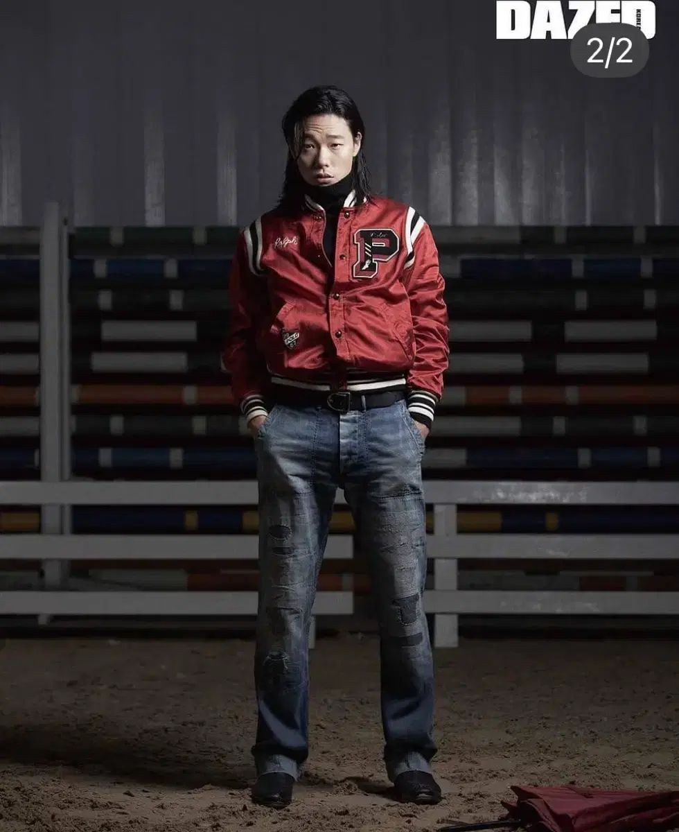 ポロ タイガー 虎 スタジャン ジャケット レッドサテン Lサイズ 류준열