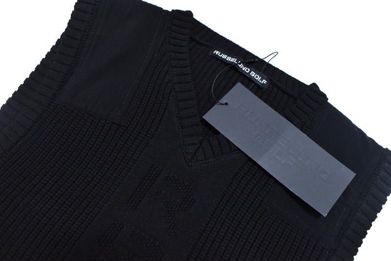 定価2万4200円 ラッセルノ ゴルフ ロゴ刺繍 ニット ベスト 4 M 5 L 6 XL RG-2330502 ブラック ゴルフウェア ベスト LLC-HASEGAWATOSO_COM