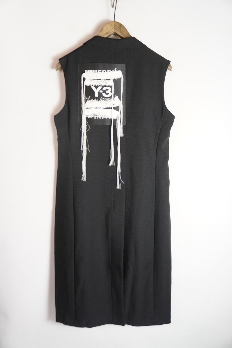 25SS Y-3 ワイスリー Yohji Yamamoto ヨウジヤマモト W SP UNI P VEST ロング ジレ ベスト コート JN3703 サイズL ブラック 黒 703P♪