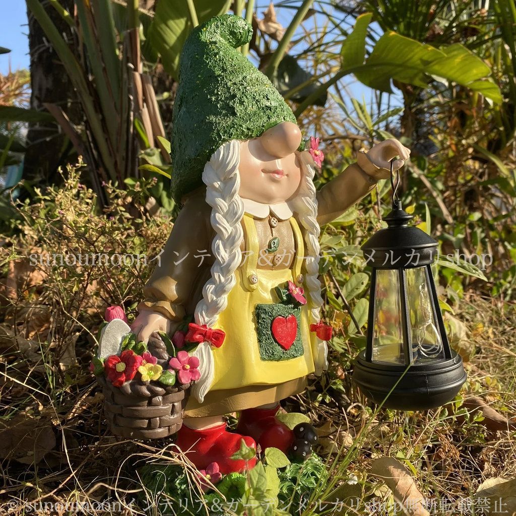 魔法使い ガーデニング 雑貨 ガーデンインテリア ガーデンライト 女の子 お洒落 照明 ランタン インテリア ソーラー ガーデン 置物 庭の装飾 かわいい ガーデン雑貨 オブジェ おしゃれ 照明 4-7