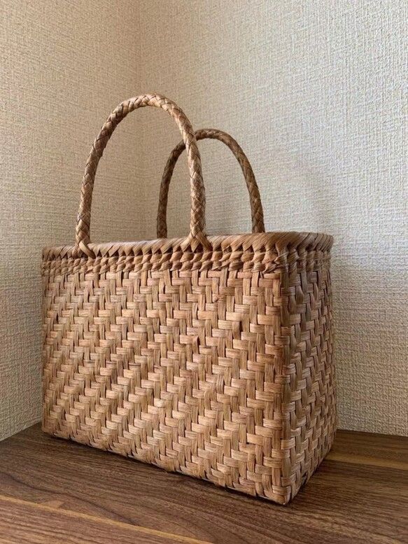 山葡萄　手作り　籠バッグ　網代編み　細ひご 楽天市場】山葡萄 山葡萄かごバッグ 手作り 籠バッグ 網代編み
