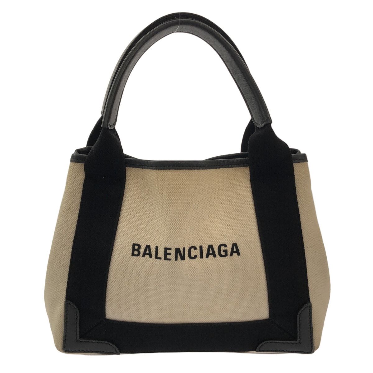 BALENCIAGA(バレンシアガ) トートバッグ ネイビーカバスXS 390346 アイボリー×黒 キャンバス×レザー