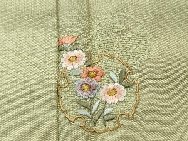 平和屋着物○訪問着 本場染大島紬 総刺繍 雪輪吉祥花文 金糸 正絹 逸品
