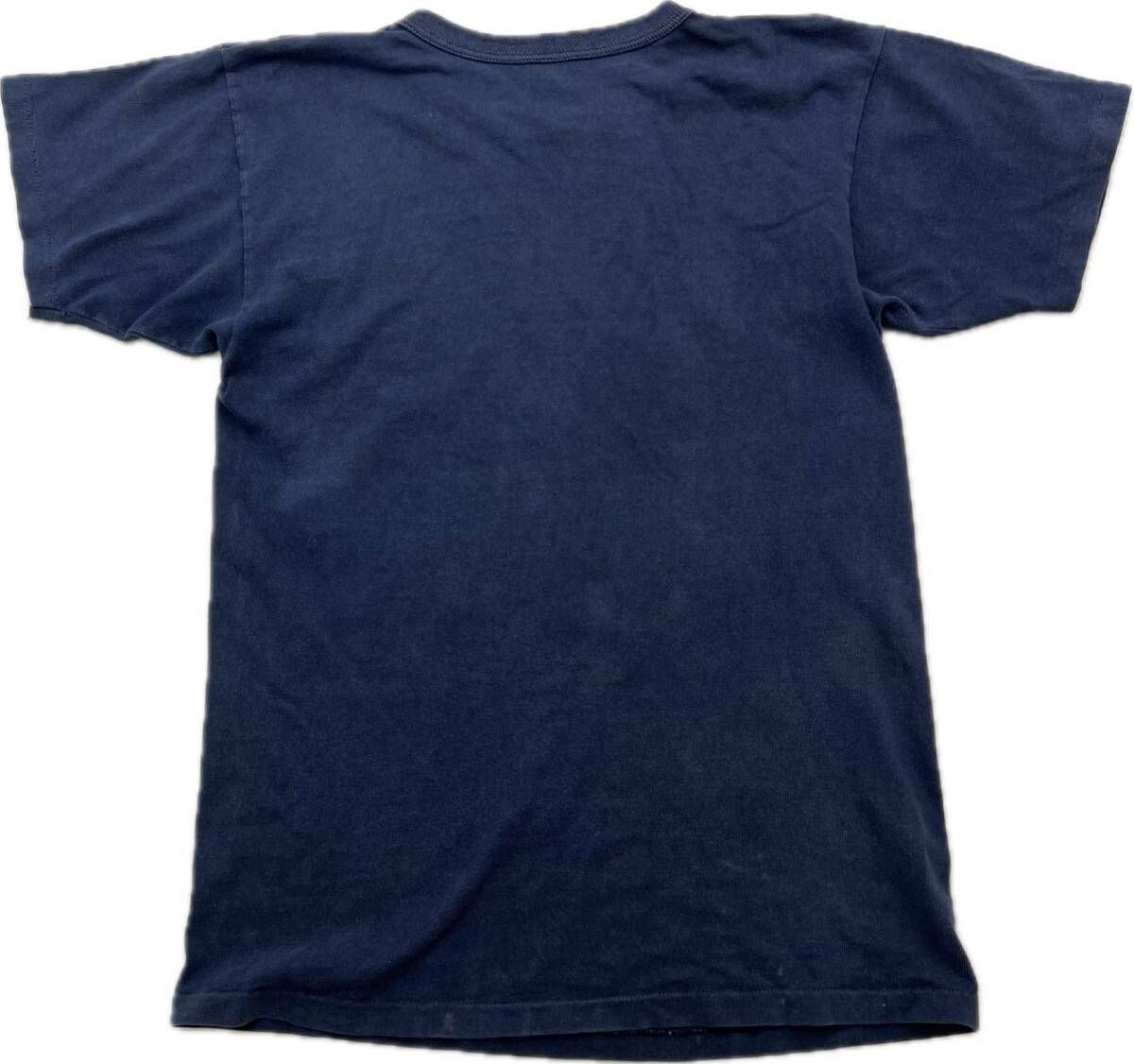 70s Champion トリコタグ バス フィッシング プリント 半袖 Tシャツ ネイビー M 古着 ヴィンテージ オリジナル チャンピオン BG218