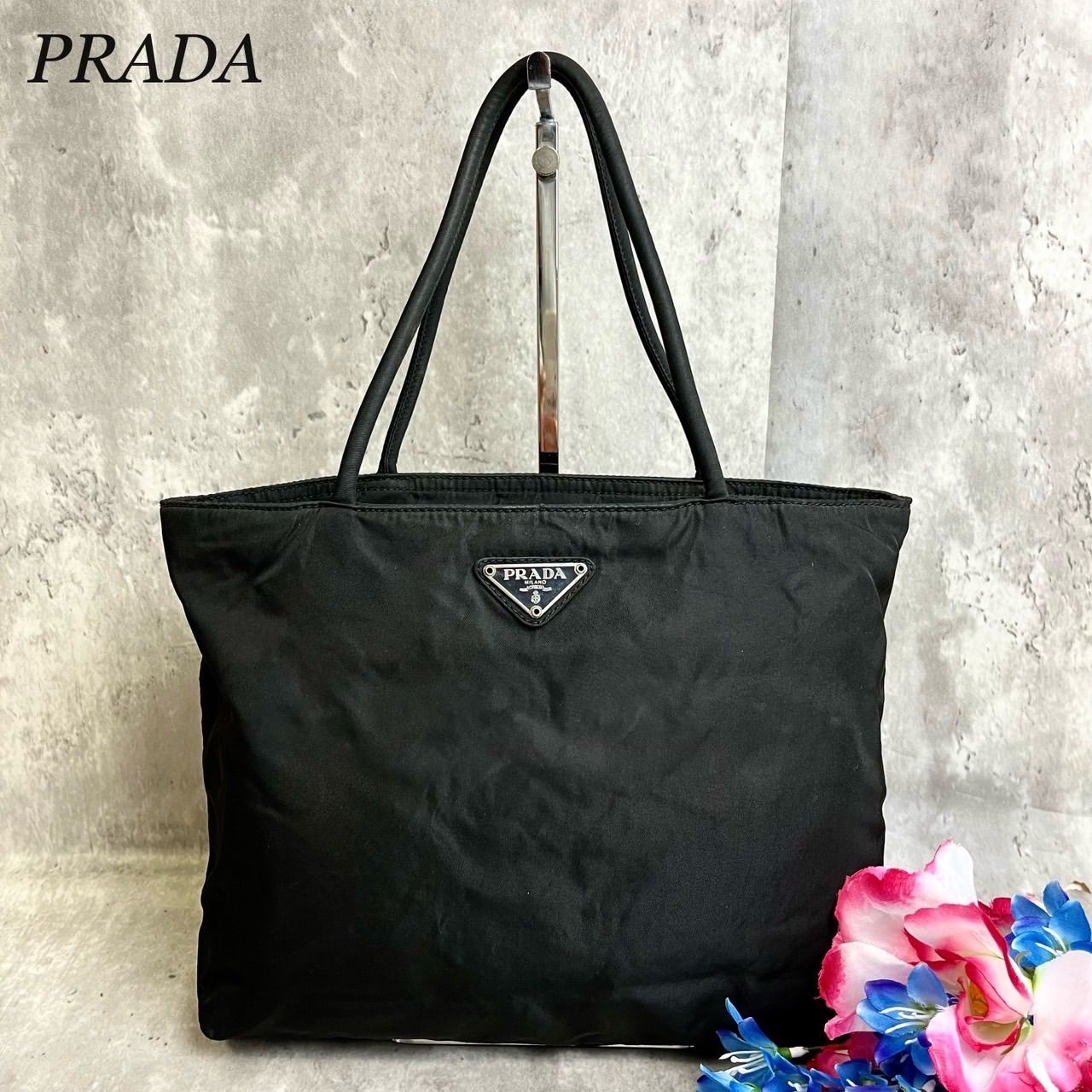 良品✨PRADA プラダ ハンドバッグ トートバッグ 三角ロゴプレート