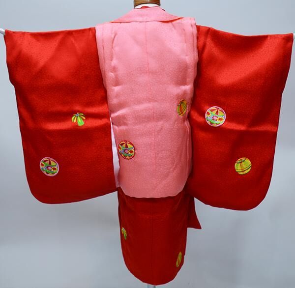 七五三 三歳 女児 正絹 被布着物フルセット 半衿伊達襟付き NO38648 七五三 三歳 女児 正絹 被布着物フルセット 半衿伊達襟付き 祝着 お