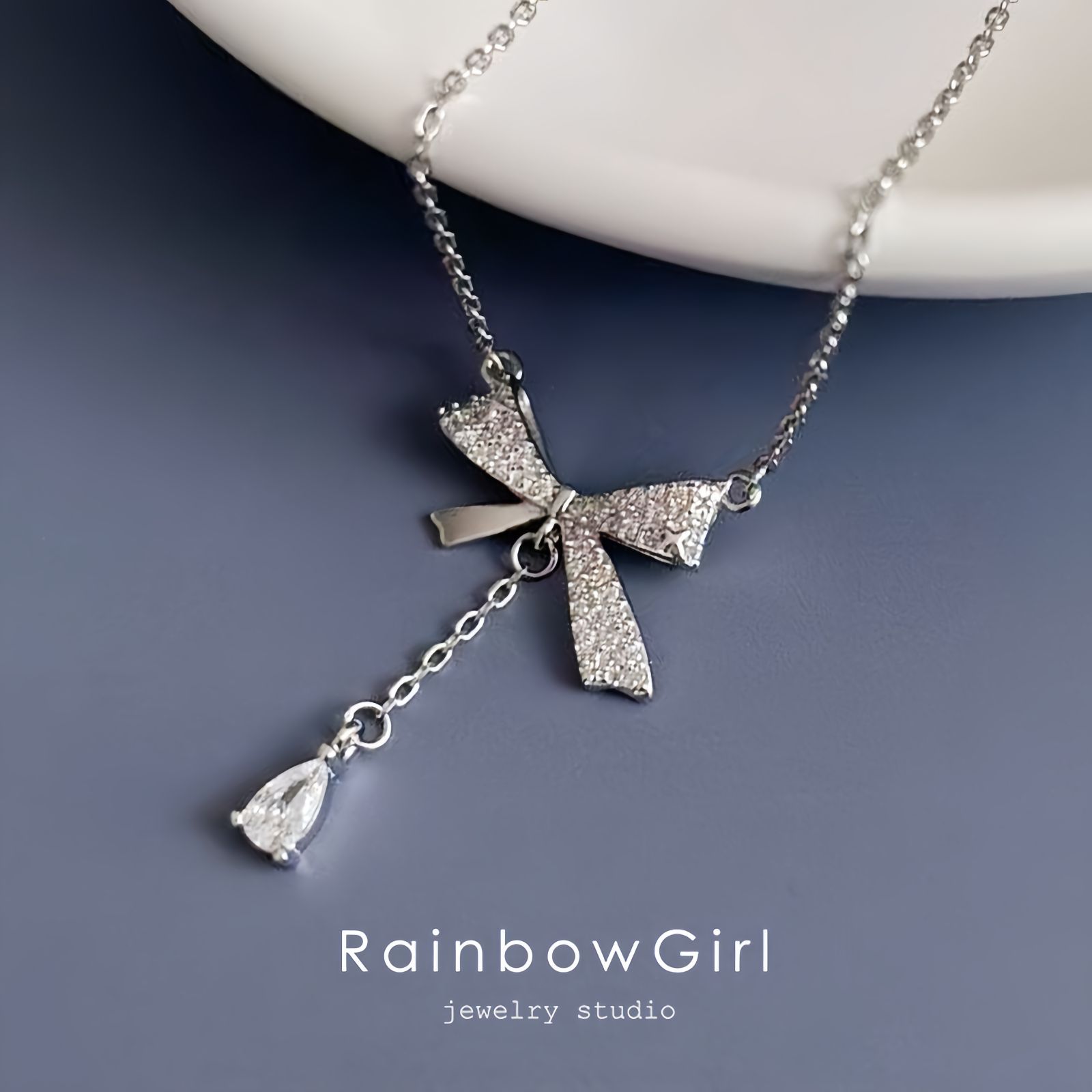 ネックレス レディース リボン 大人 シルバー925 プラチナ仕上げ 人気 女性 ギフト 記念日 誕生日プレゼント クリスマス