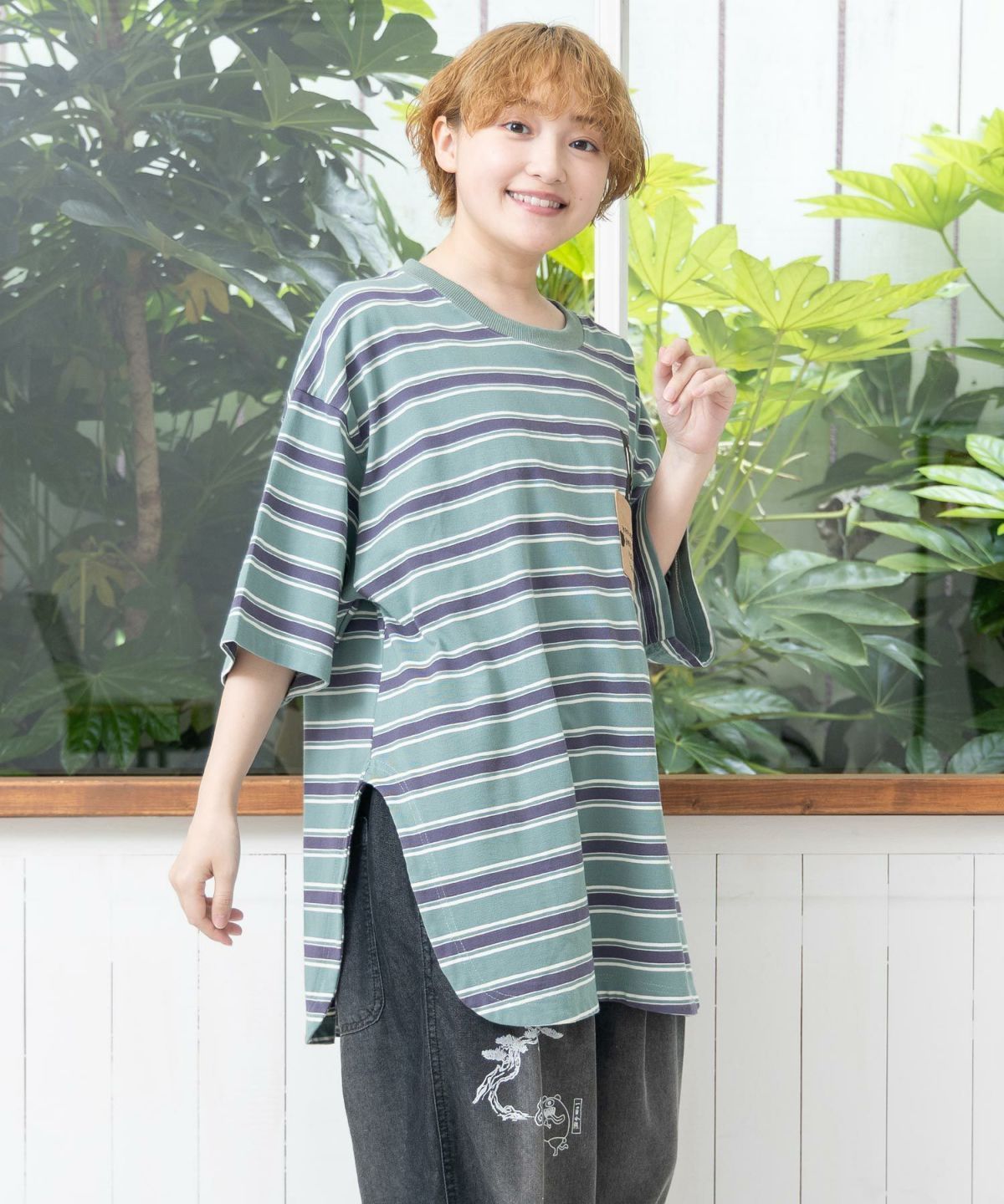 スカラーパリティ　352124：子探しパパラビル ボーダーTシャツ 352124：子探しパパラビル ボーダーTシャツの通販-ScoLar