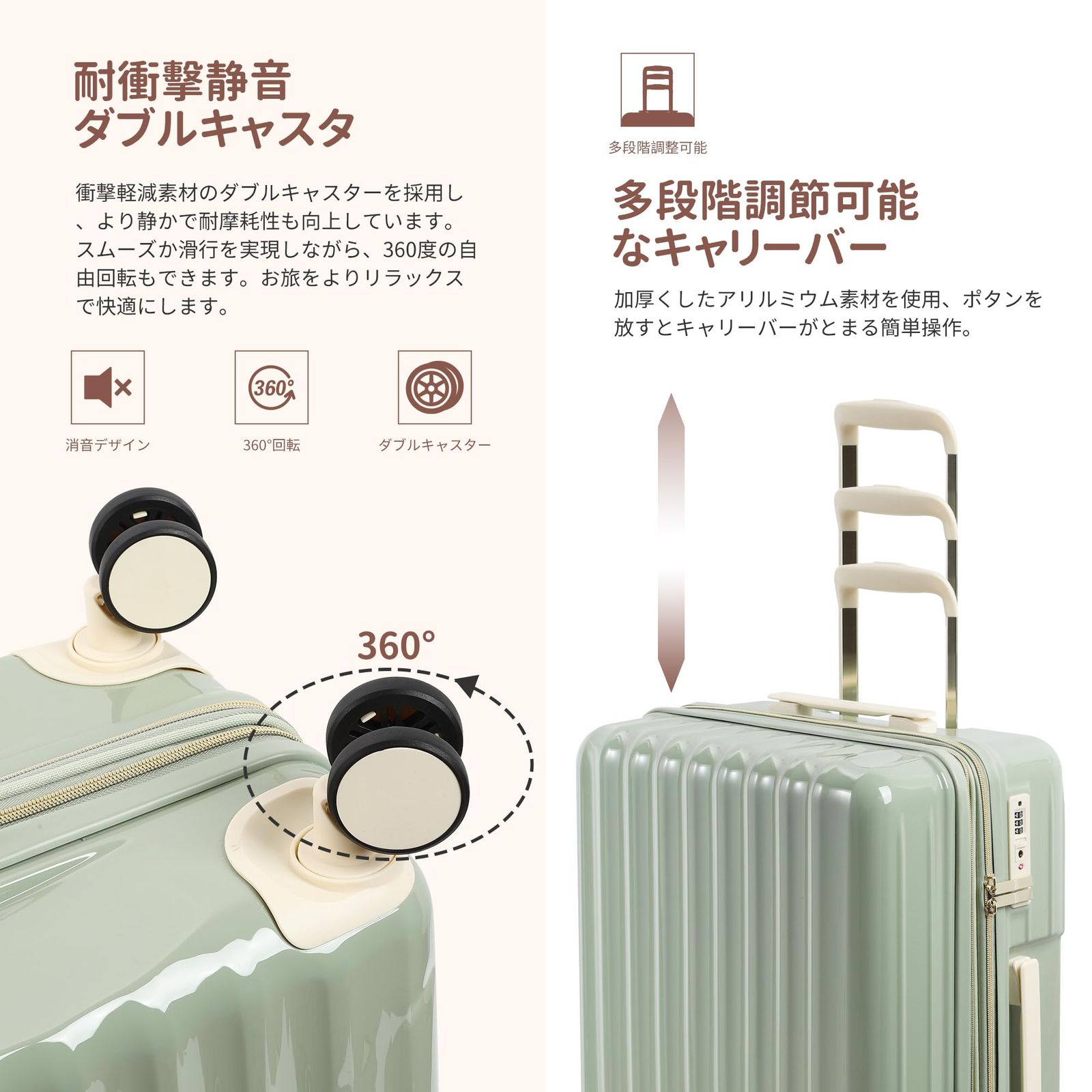 ダブルキャスター 静音 360度回転 ジッパータイプ TSAロック搭載 耐衝撃 大型 キャリーバッグ 旅行 ビジネス 大容量 出張7泊-10泊 超軽量 機内持ち込み lサイズ キャリーケース 預け入れ 拡張機能付き 最大 スーツケース 90 L-1
