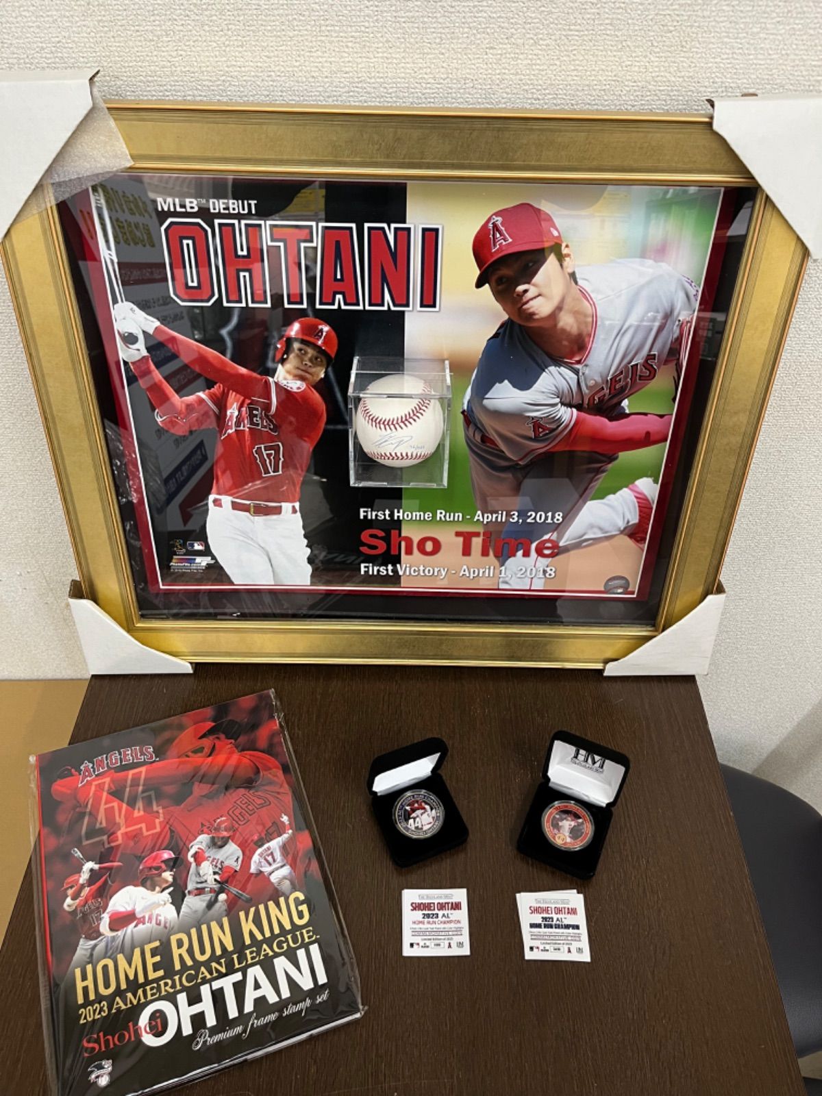 激レア4点セット】 大谷翔平 MLBデビュー 直筆サインボール 展示額セット - メルカリ