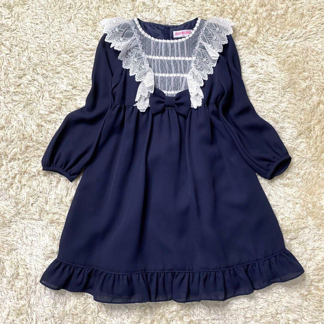 美品◎　メゾピアノ　キッズフォーマル　アンサンブル　130 女の子　ネイビー 美品◎ メゾピアノ キッズフォーマル アンサンブル 130 女の子