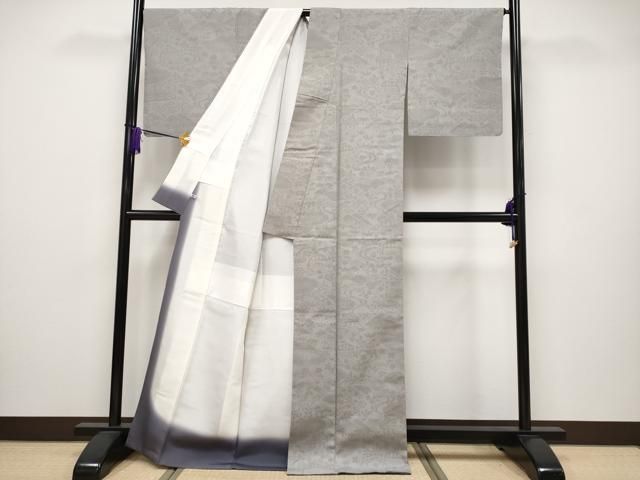 平和屋本店□極上 結城紬 おく玉 80亀甲 籬流水草花文 証紙付き さが美