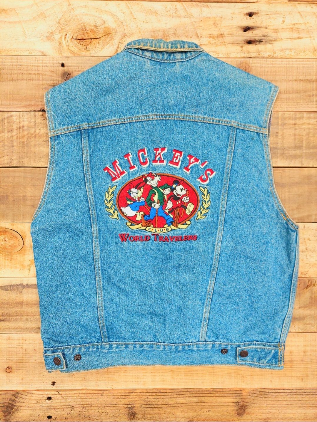 90s Disney ディズニー リバーシブル デニムベスト 実寸Mサイズ