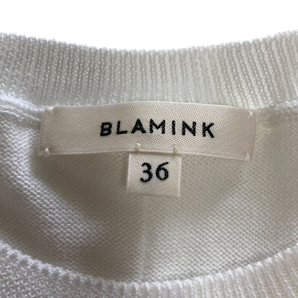 BLAMINK ブラミンク ショートスリーブ クルーネック ニットカットソー プルオーバー 36 ホワイト レディース 古着 中古 BLAMINK ブラミンク ショートスリーブ クルーネック ニット