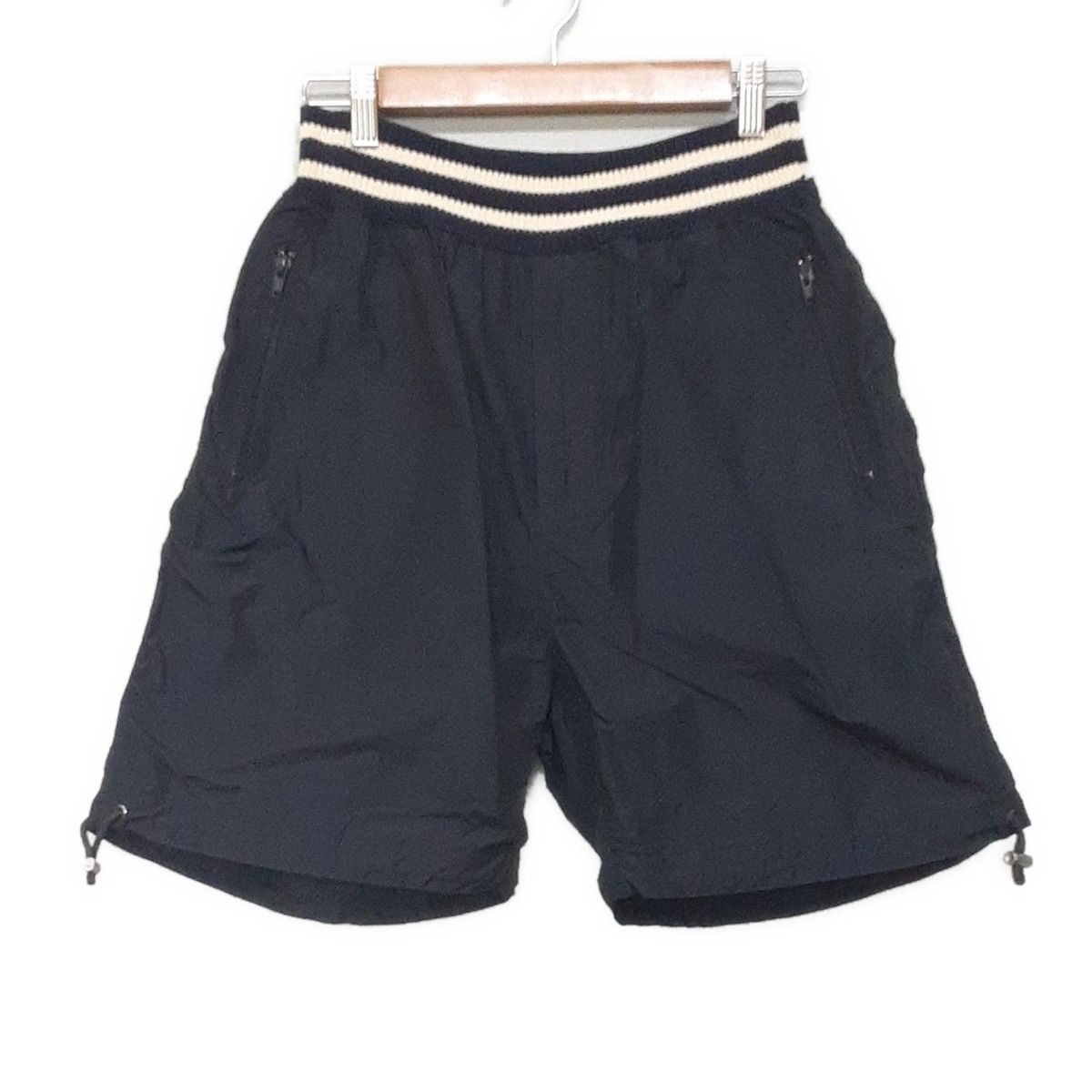 Sacai サカイ ハーフパンツ サイズ2 M レディース - 11-00142 ネイビー×ベージュ 一部ボーダー|ウエストゴム
