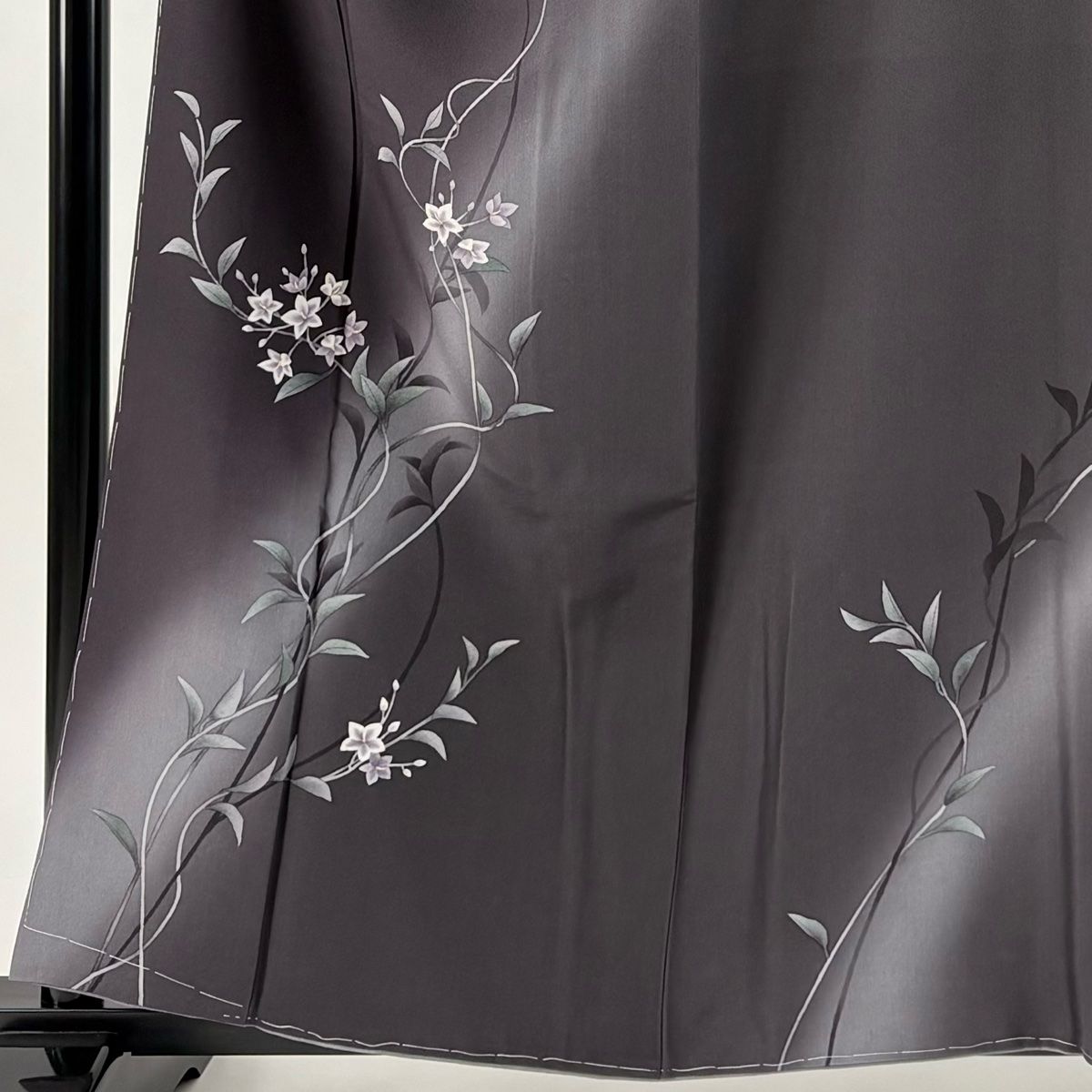 付下げ 身丈157cm 裄丈66.5cm M 袷 草花 ぼかし 茶紫 正絹 秀品