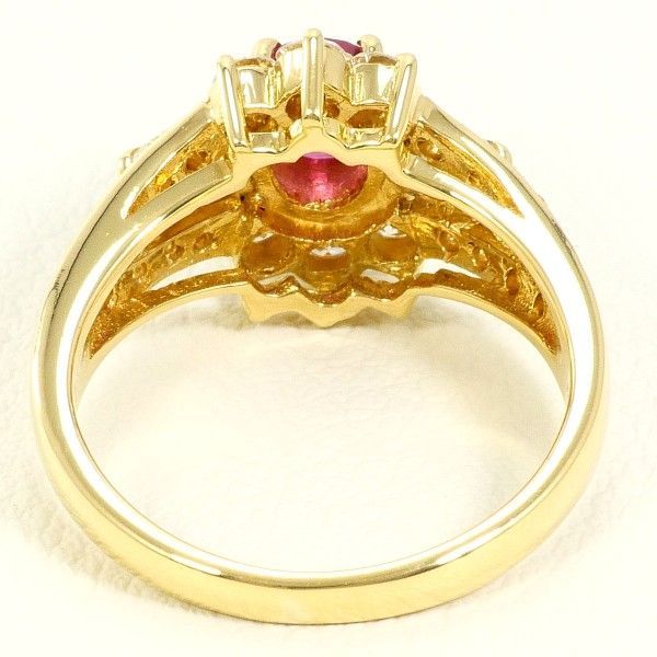 K18YG リング ring 指輪 10号 ルビー 0.69 ダイヤ 0.62 カード鑑別書