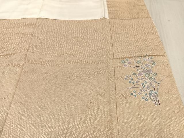平和屋着物□訪問着 群鶴草花文 暈し染め 金彩 正絹 逸品