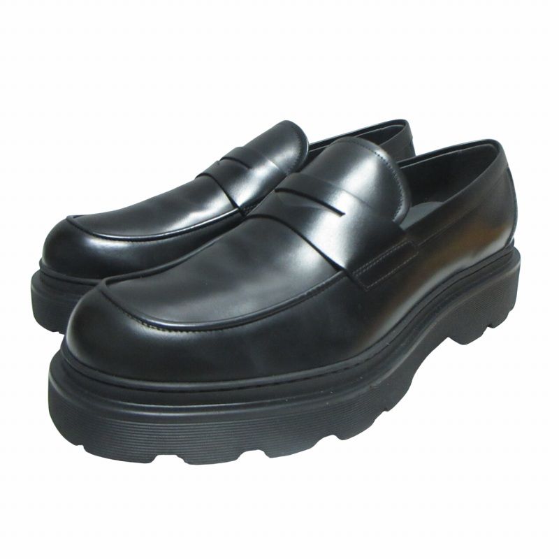 トッズ TOD'S 美品 コインローファー ペニーローファー カーフレザー 革靴 ラグソール 厚底 黒 ブラック 9.5 28.5cm