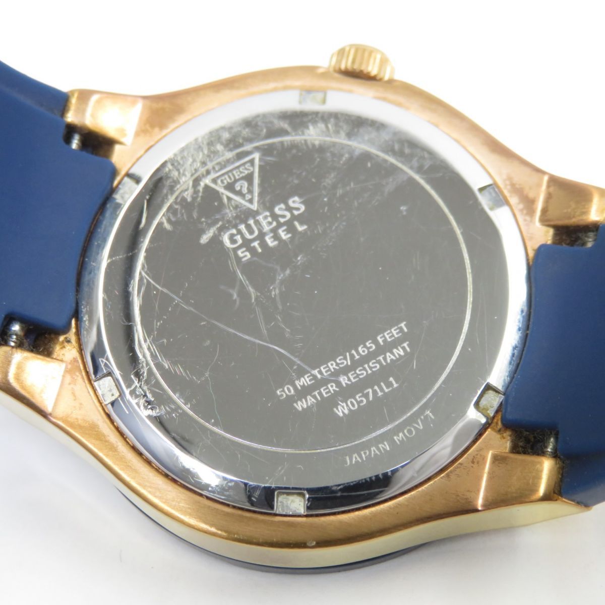 【美品】【1円】GUESS ゲス JET SETTER ジェットセッター レディース腕時計 W0289L1 クォ－ツ デニム レザー ネイビー 取扱説明書 箱付き 時計 シリコン レディース ゲス 腕時計 GUESS時計 GUESS