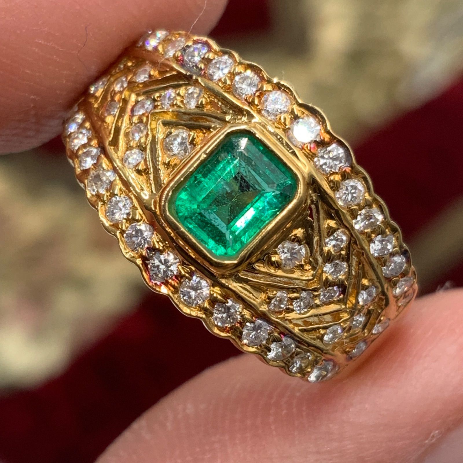 エメラルド　パール　k18 18金 ヴィンテージ　リング 18金 エメラルド 印台 リング 商品詳細│A.I JEWELRIES｜K18・プラチナ