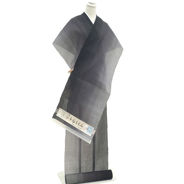 夏物 小千谷ちぢみ 着物 着尺 反物 本場小千谷ちぢみ 本麻 麻 越後 オーガニック 黒 ブラック グレー グラデーション カジュアル 爽やか 夏 小千谷縮 杉山織物 未仕立て みやがわ sb15179