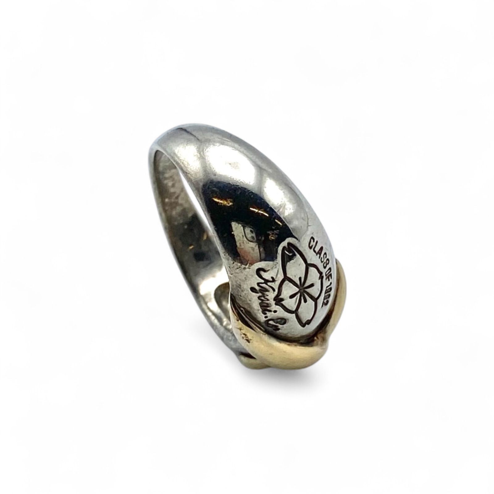 至高の逸品】K18 ゴールド 金 Silver 刻印 90s Vintage Design Ring