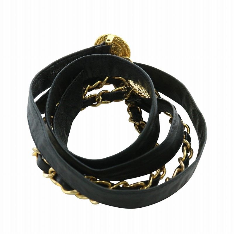 シャネル CHANEL ベルト レザー チェーン リボン ココマーク 75