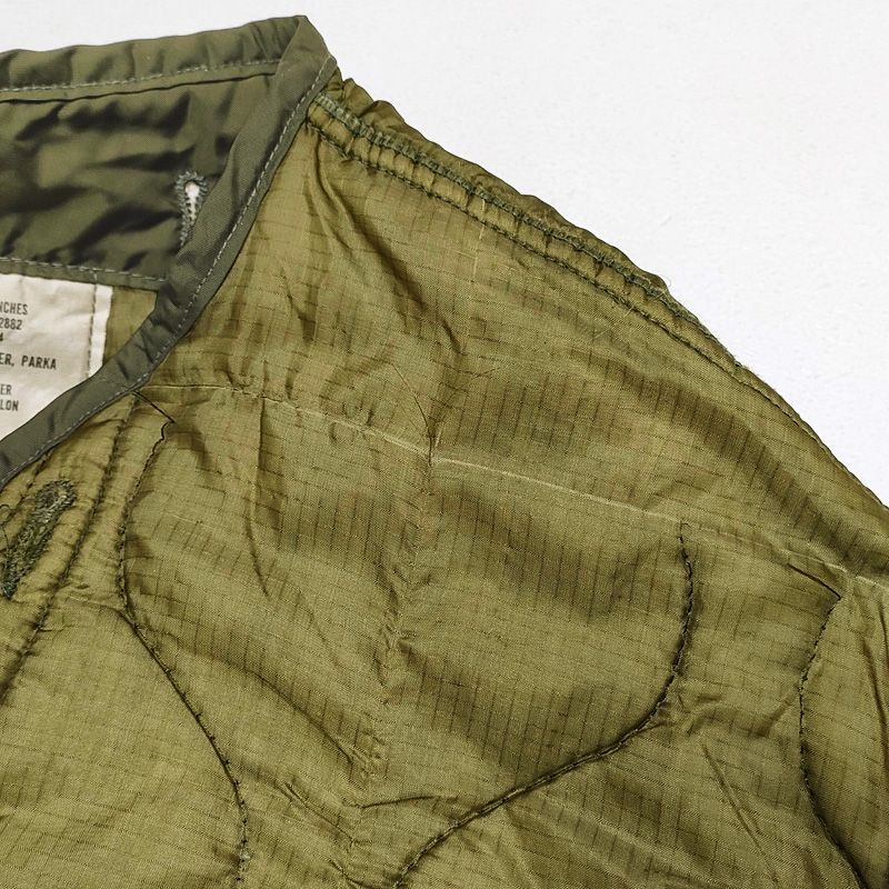 70's アメリカ軍 M-65 フィッシュテールパーカ キルティング ライナー サイズ：S オリーブ U.S.ARMY M-65 Fishtail Parka Quilting Liner Coat 中綿 【中古】