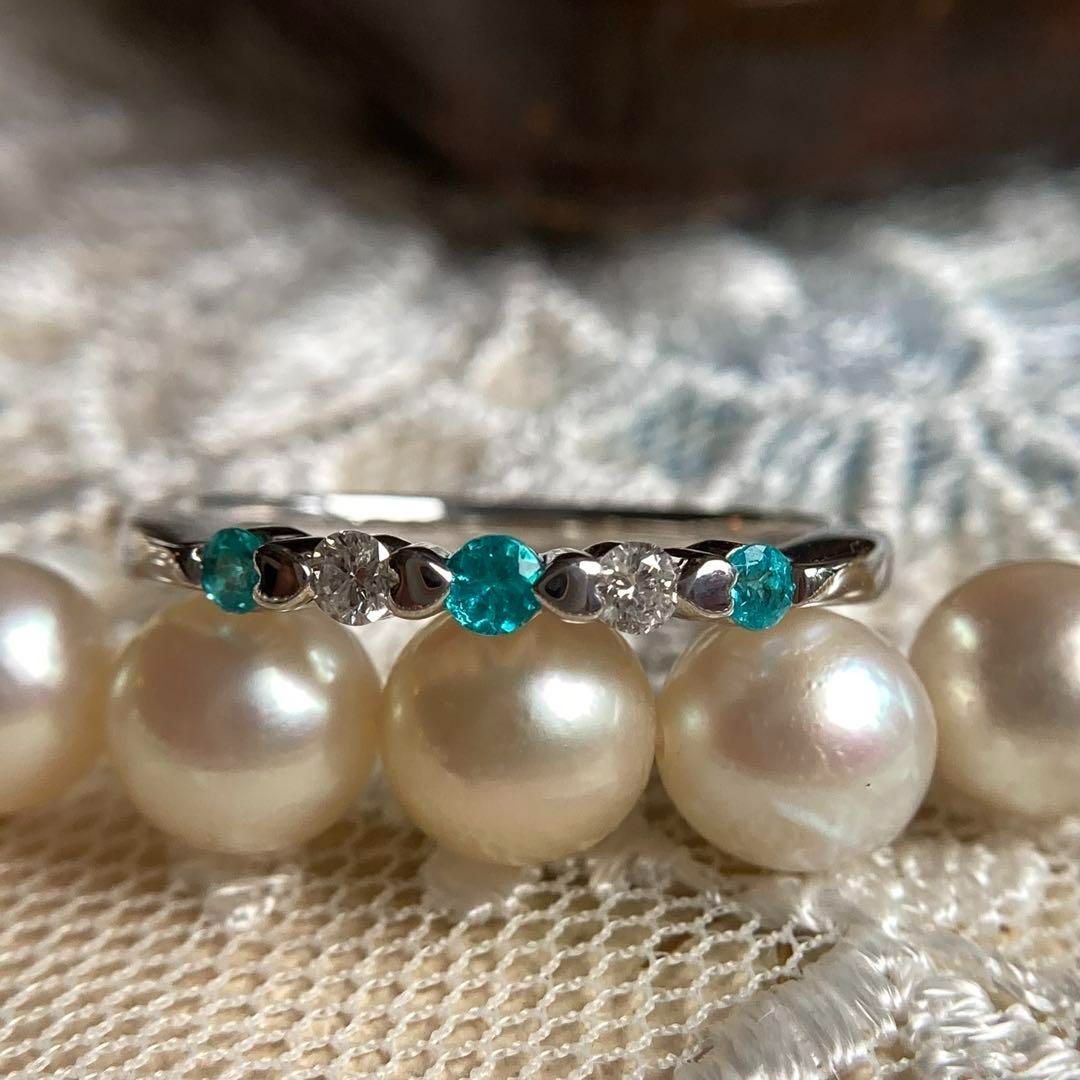 k18WG ネオンブルーパライバトルマリン　銅2.6 ％ ハート留め　ダイヤ指輪 k18WG ネオンブルー パライバトルマリン 銅2.6％ ハートモチーフ留め