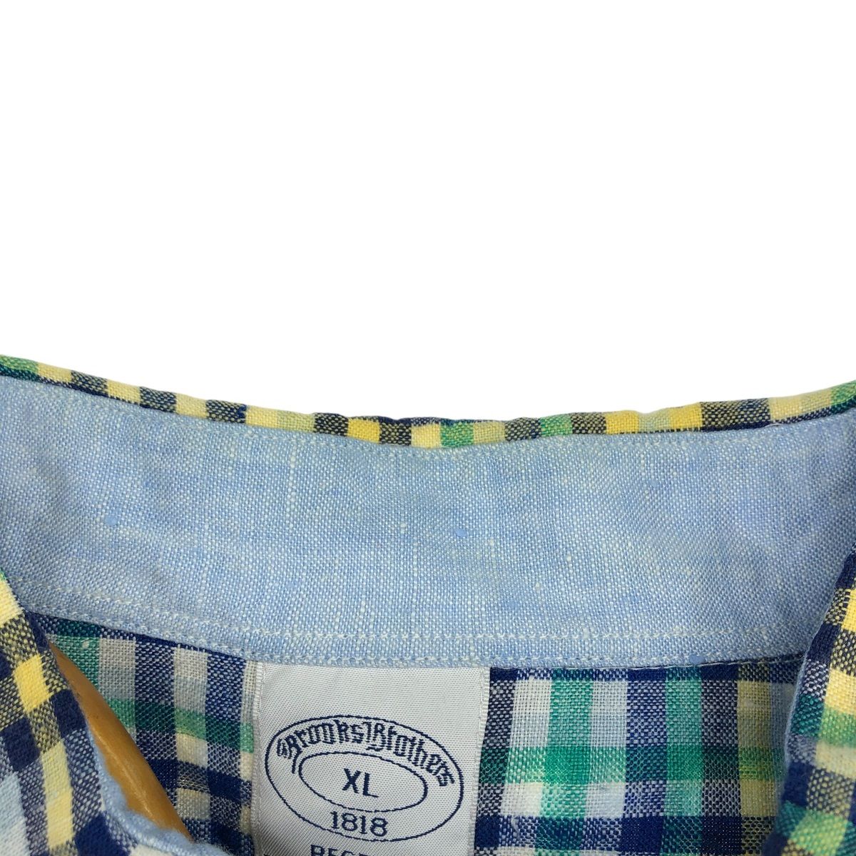 古着 ブルックスブラザーズ Brooks Brothers 1818 チェック柄 ボタンダウン 半袖 リネンシャツ メンズXXL相当 /eaa538763 古着 ブルックスブラザーズ Brooks Brothers 1818 チェック柄