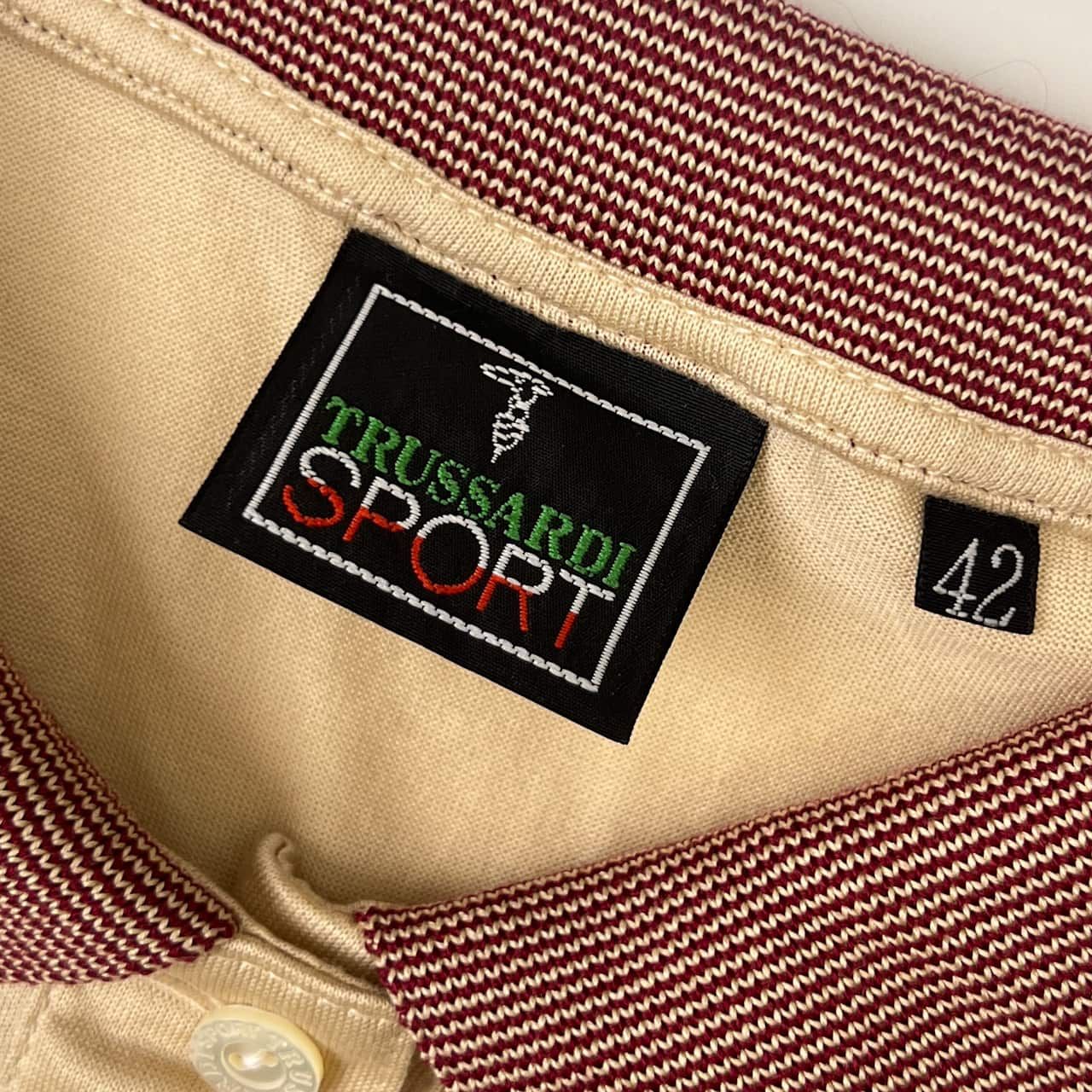 【新品未使用】TRUSSARDI トラサルディ　長袖ポロシャツ 42 Mサイズ TRUSSARDI SPORT トラサルディ スポーツ 長袖ポロシャツ 42/ベージュ系