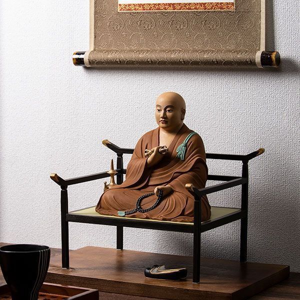 弘法大師坐像 空海 お大師さま 2.5寸#027 ◇白檀 木彫 仏像 仏像】木造