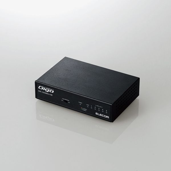 【新品】ELECOM  エレコム Giga対応スイッチングHub/5ポート ブラック EHCG05MN2HJB (2482708)
