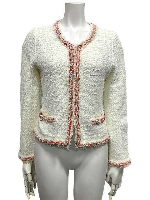 Harrods ハロッズ カーディガン ツイードニット ノーカラ―ニット 長袖ニット＿S26＿＿セルモアから ＿s-0762-r26