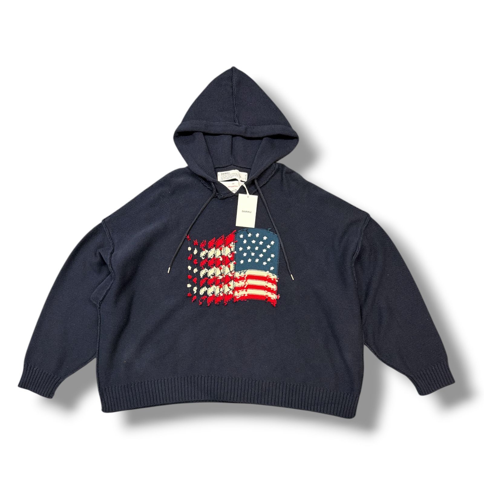 参考上代49500円 DAIRIKU 23AW America Knit Hoodie アメリカニットフーディー パーカー セーター ダイリク 23AW KZO-1 ネイビー F 99990A5