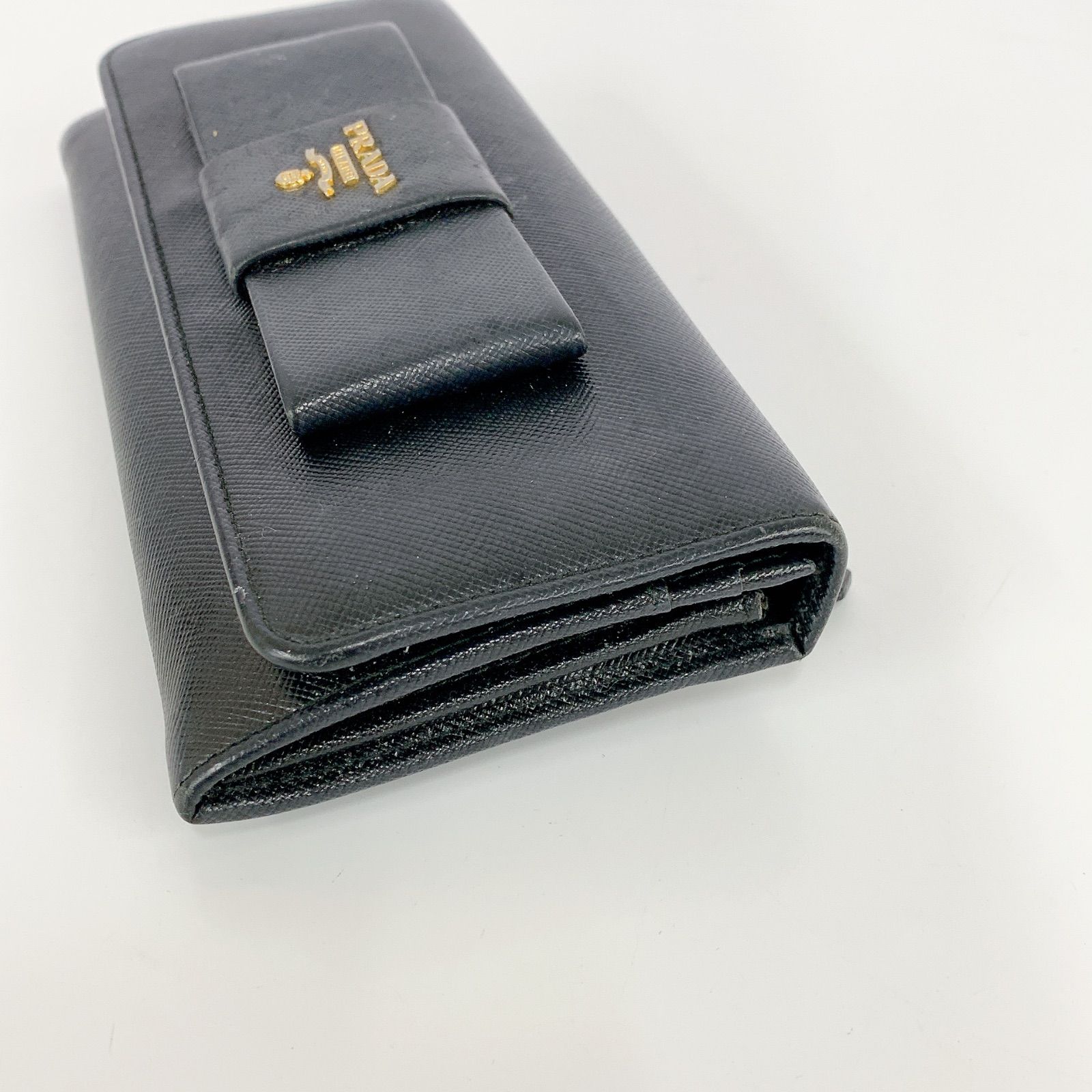 PRADA プラダ 二つ折り 長財布 サフィアーノ レザー リボン フィオッコ