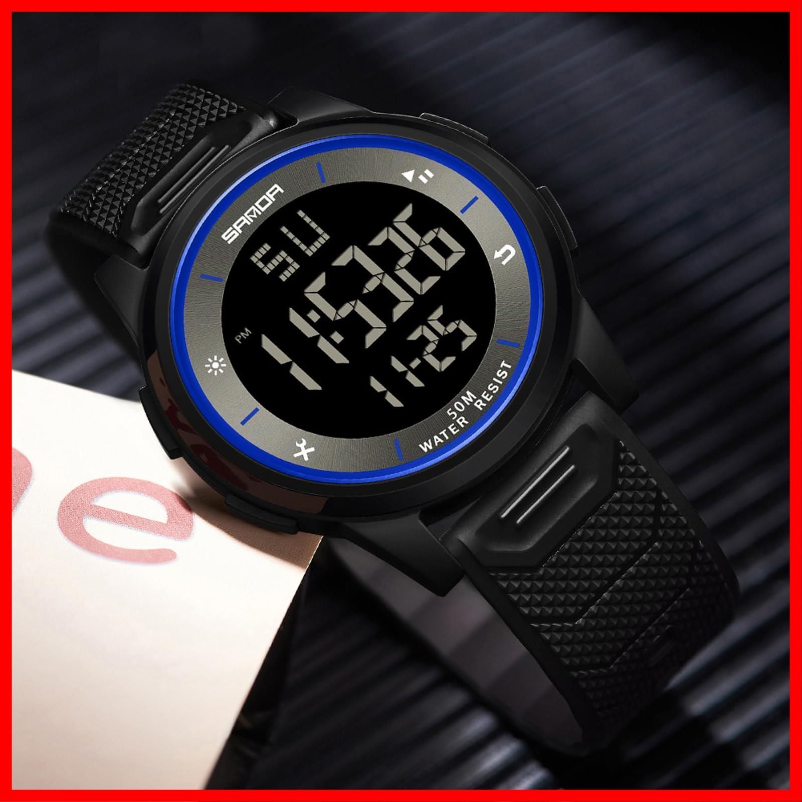 迅速発送】Timever（タイムエバー）デジタルうで時計 メンズ 薄型 軽量 装着感よい 防水腕時計 led watch アラーム スポーツウォッチ  ストップウォッチ機能付き 見やすい 日本語説明書付き - メルカリ