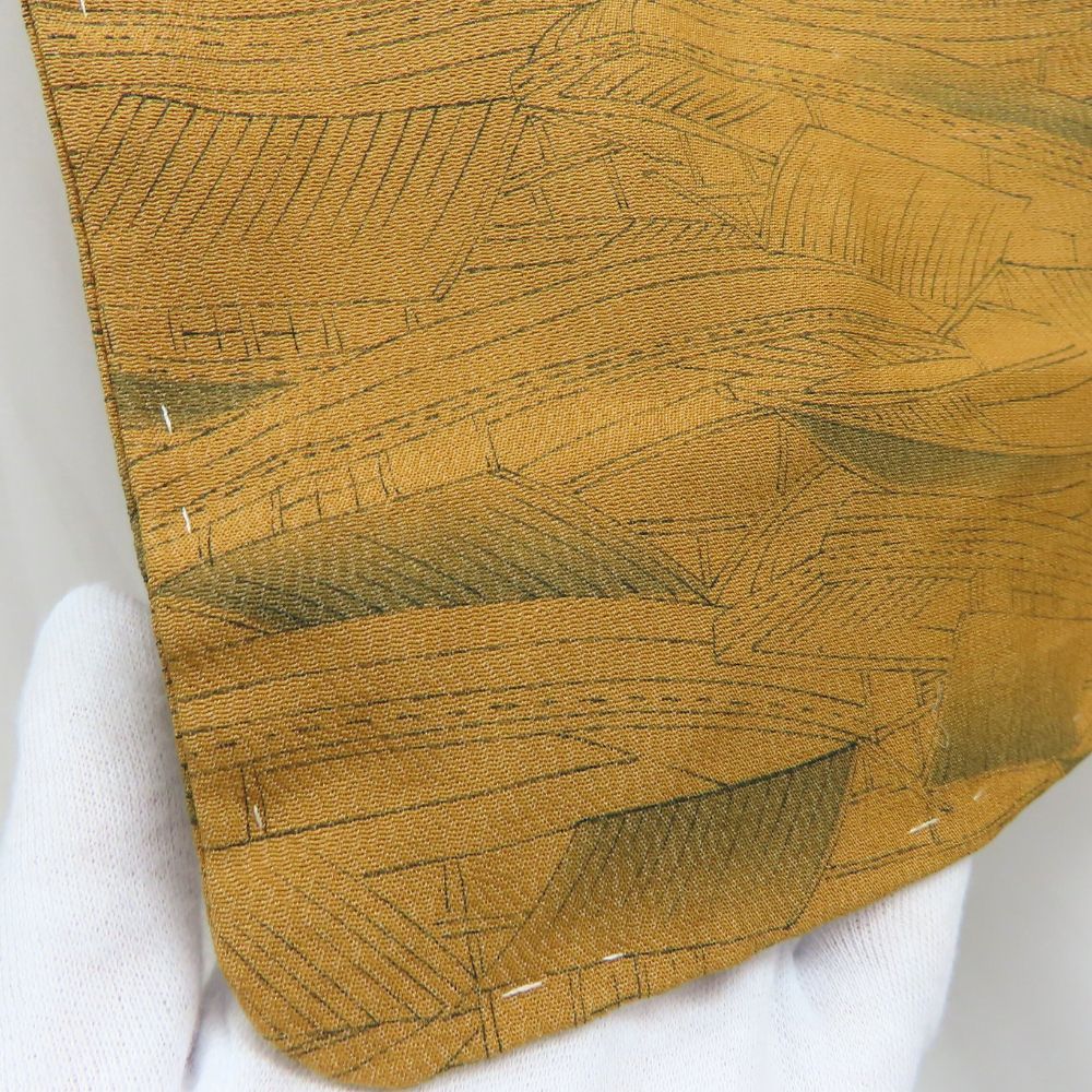 中古】 羽織 しつけ糸あり 正絹(金銀糸除く) ブラウン系 モダン お洒落