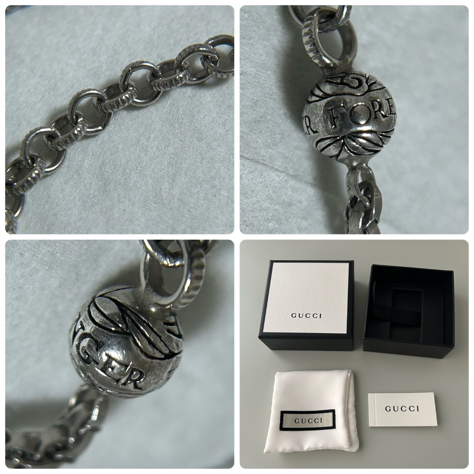 グッチ チェーン ネックレス アンガーフォレスト ウルフヘッド AG925