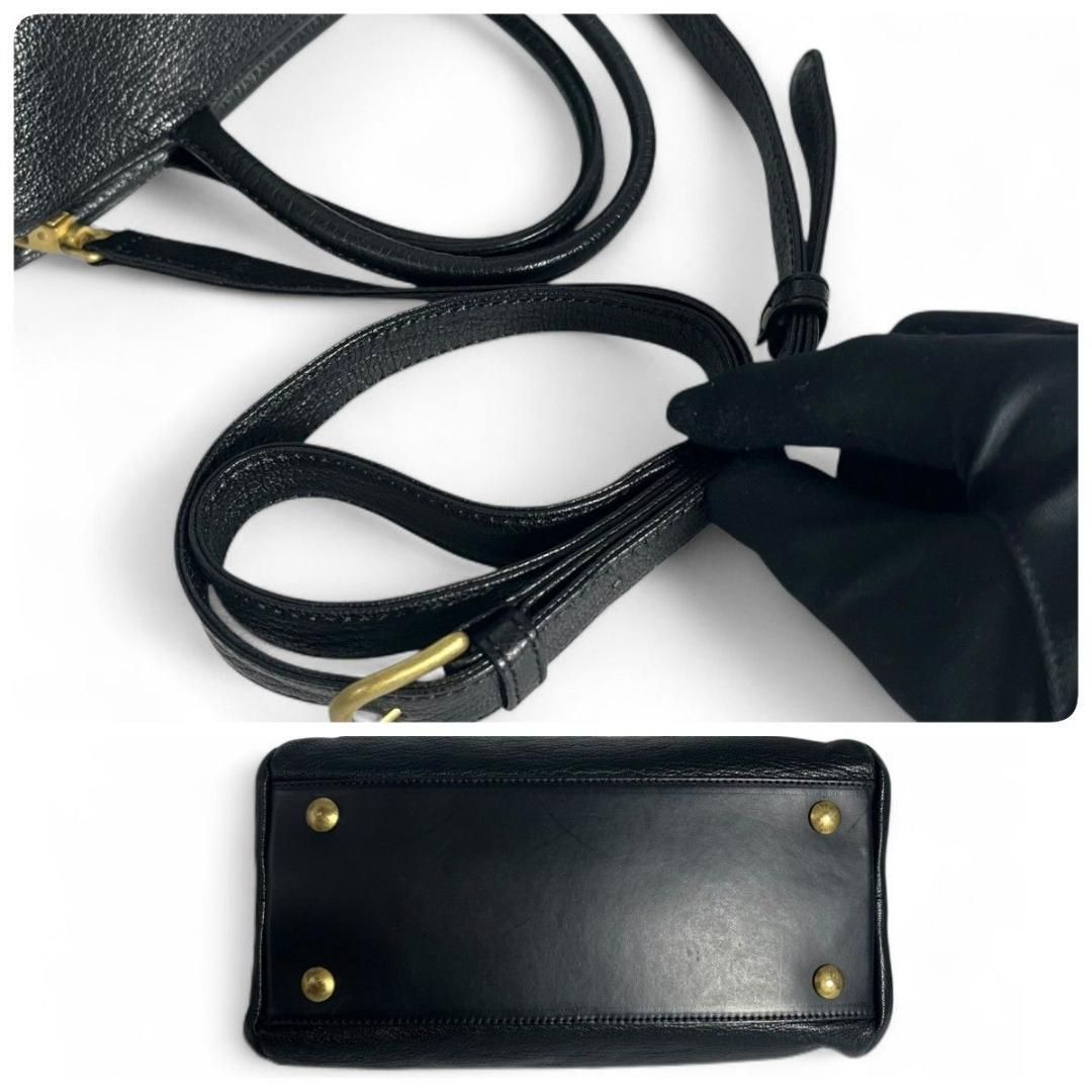 美品❀モノノグ　ガマ口　レザー　2way 黒 レザーショルダーハンドバッグ 美品 mononogu モノノグ 2way ショルダーバッグ ミニボストン がま口