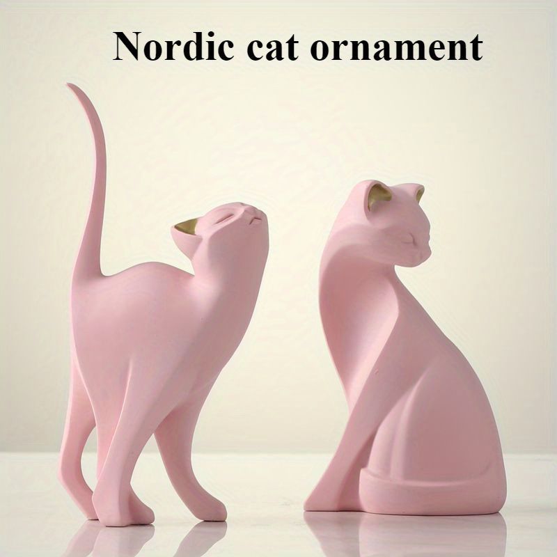 【最短翌日配送】 オブジェ 置物 2匹の猫 ねこ ネコ ピンク モダン シンプル インテリア リビング ダイニング 玄関 寝室 装飾 オーナメント 樹脂 プレゼント ギフト オシャレ タレント