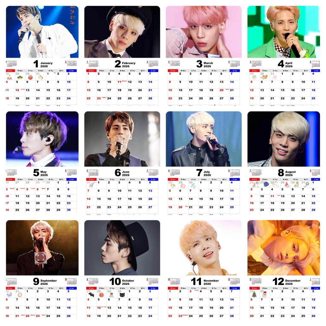 ジョンヒョン SHINee シャイニー 2026 フォトフレーム付き 卓上