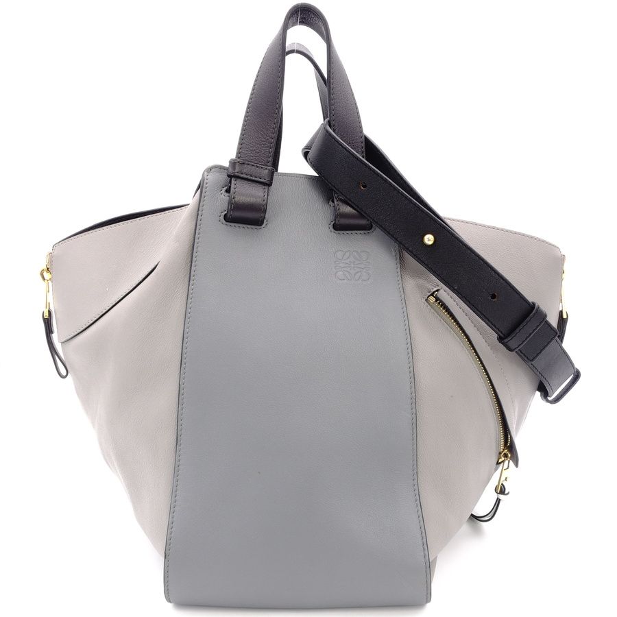 ロエベ LOEWE ハンモック ミディアム ハンドバッグ グレー 2way ショルダーバッグ レザー 7-5-833