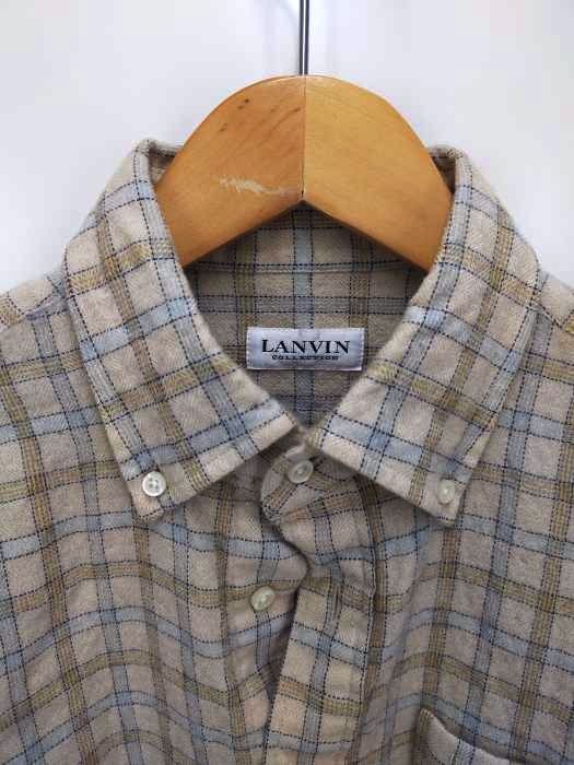 ランバンコレクション LANVIN COLLECTION ウールカシミヤチェックシャツ メンズ JPN：L