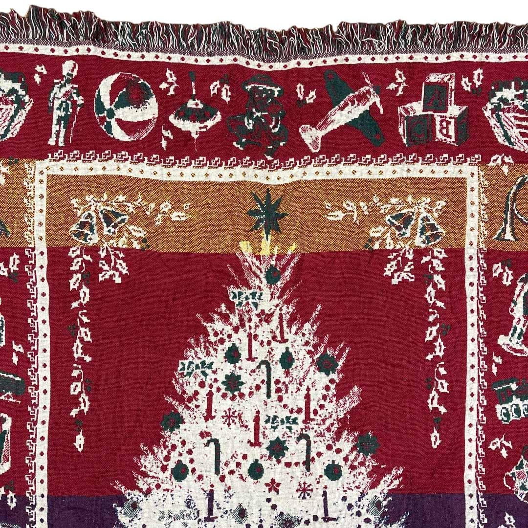 VINTAGE - vintageラグ カーペット クリスマス テディベア プレゼント 665 vintageラグ カーペット USA製 テディベア クリスマス 1966